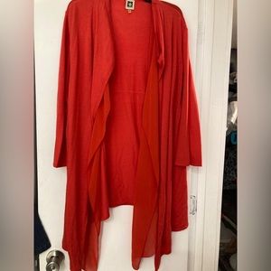 Anne Klein long cardigan size XL orange/red -pre loved
